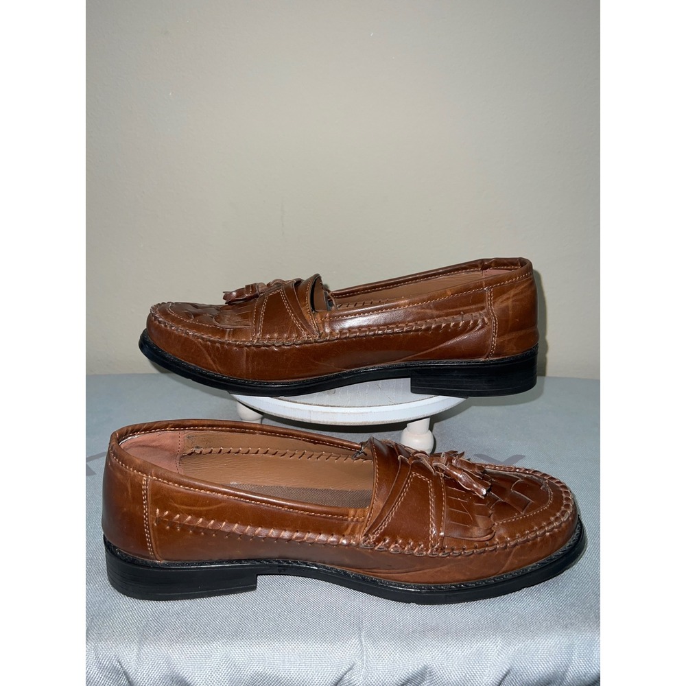 Deer Staggs Classic Herman Mens Brown Kiltie Tassel Woven Vamp Loafers 11.5M